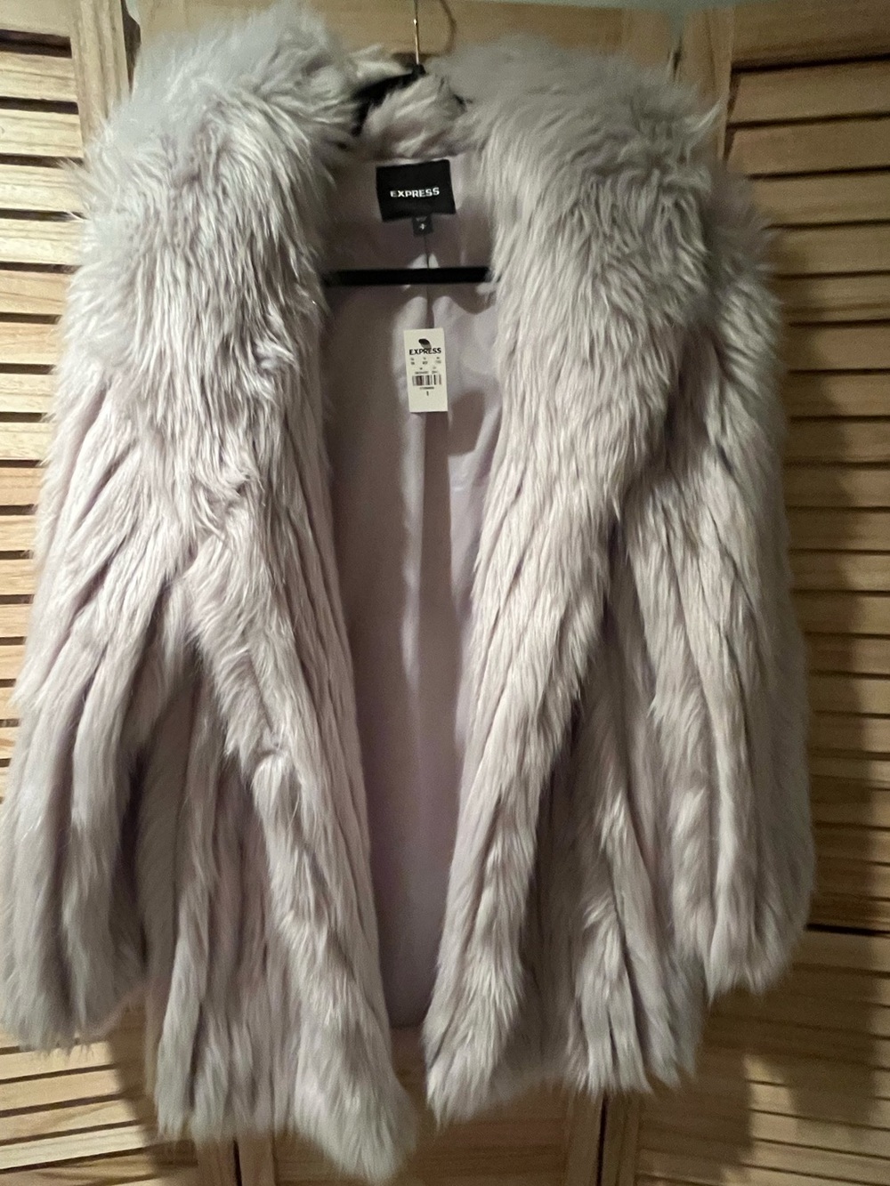 EXPRESS Plush Light Gray Faux Fur Jacket NWT